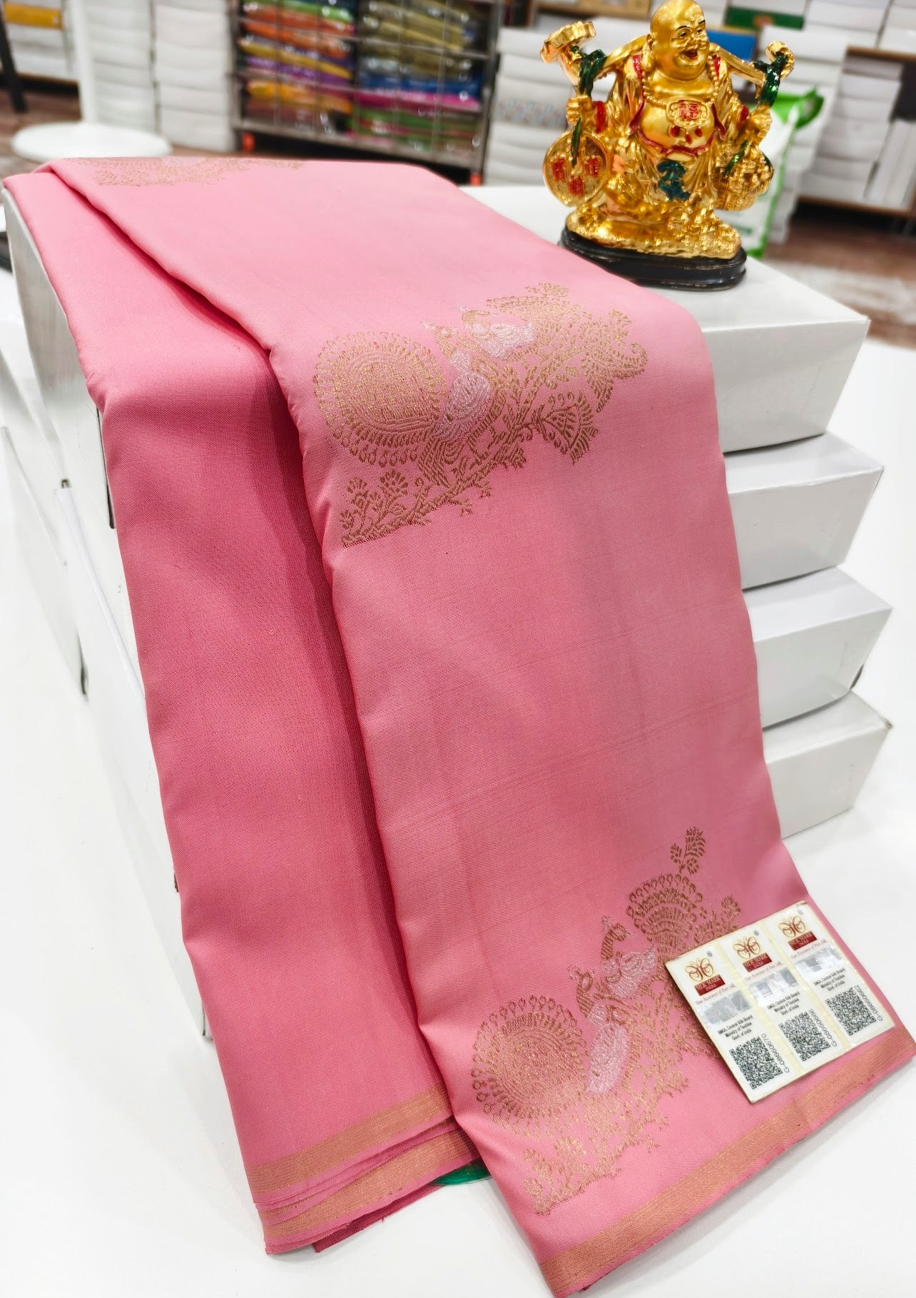 Ethereal Soft Light Pink Kanjipuram Pure Silk Saree – A Symphony of Grace & Elegance
