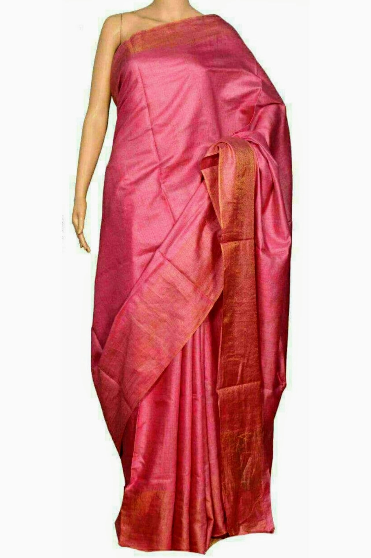Ethereal Light Pink Pure Munga Silk Saree with Opulent Golden Zari Border – A Luxurious Statement of Grace